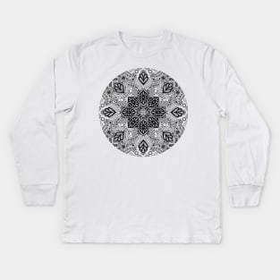 Gypsy Lace in Monochrome Kids Long Sleeve T-Shirt